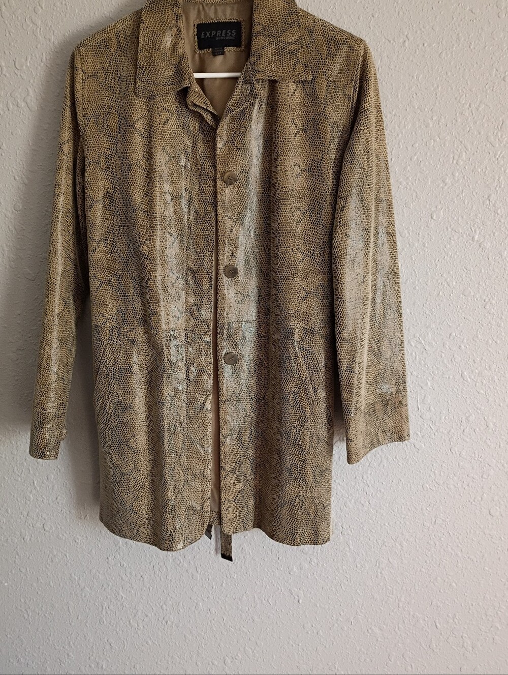 Express Women's Tan Snake-Print Coat